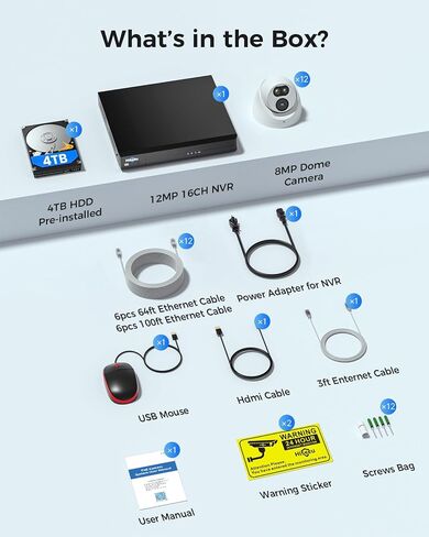 [121°Wide View+3TB HDD] Hiseeu 4K Security Camera System, 8 Pcs 8MP PoE Security Camera Outdoor, Human Vehicle Detect, Color Night Vision, 0 Fee Remote Access, for Indoor Outdoor Home Surveillance Use in Saudi Arabia