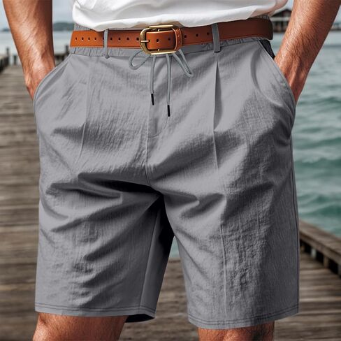 Men's Casual Shorts Solid Lightweight Summer Shorts with Pockets and Drawstring in Saudi Arabia