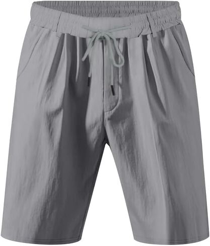 Men's Casual Shorts Solid Lightweight Summer Shorts with Pockets and Drawstring in Saudi Arabia