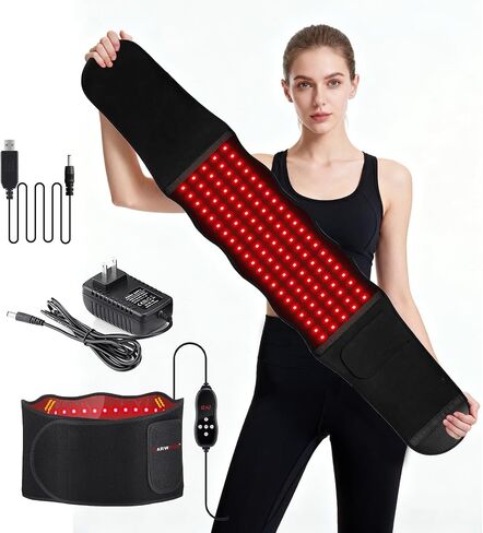 Red Light Therapy Belt - 660nm & 850nm Wavelength, Red Light Therapy Wrap, Near-Infrared Light Belt for Back, 5 Brightness Levels, 5 Vibration Levels, Timer in Saudi Arabia