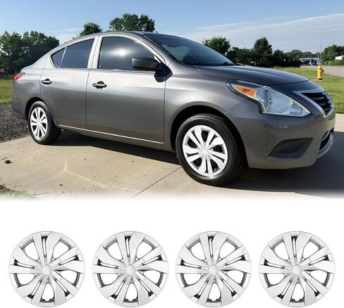 15 Inch Hubcaps Set of 4 Chrome Wheel Rims Cover R15 for Nissan Versa 2007-2025, ABS & PC Material Wheel Tire Covers Snap On Hubcaps for Steel Wheels Replacement Exterior Accessories(4-Packs) in Saudi Arabia