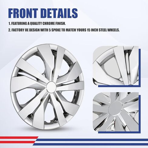 15 Inch Hubcaps Set of 4 Chrome Wheel Rims Cover R15 for Nissan Versa 2007-2025, ABS & PC Material Wheel Tire Covers Snap On Hubcaps for Steel Wheels Replacement Exterior Accessories(4-Packs) in Saudi Arabia