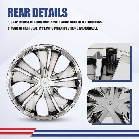 15 Inch Hubcaps Set of 4 Chrome Wheel Rims Cover R15 for Nissan Versa 2007-2025, ABS & PC Material Wheel Tire Covers Snap On Hubcaps for Steel Wheels Replacement Exterior Accessories(4-Packs) in Saudi Arabia