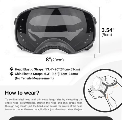 PETLESO Dog Goggles for Large Breed, Clear Dog Sunglasses Medium Large Breed Wide View Dog Eye Protection with Adjustable Straps for Driving Riding Hiking, Clear Lens in Kuwait