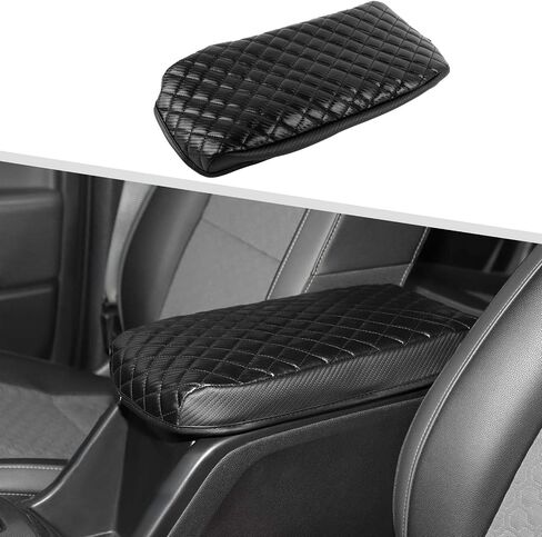Jimen Center Console Cover Compatible with Chevrolet Colorado/GMC Canyon 2014-2022, Armrest Cushion Pad Cover, PU Leather (Black) in Saudi Arabia