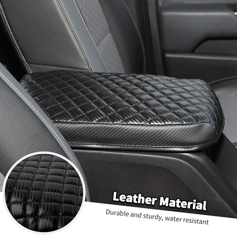 Jimen Center Console Cover Compatible with Chevrolet Colorado/GMC Canyon 2014-2022, Armrest Cushion Pad Cover, PU Leather (Black) in Saudi Arabia