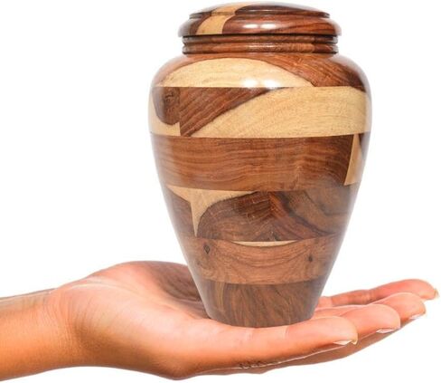 Small Wooden Cremation Urn – Handcrafted Memorial for Human Ashes, Funeral Urn for Men & Women, Pet Urn in Saudi Arabia