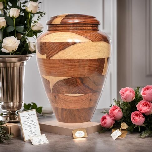 Small Wooden Cremation Urn – Handcrafted Memorial for Human Ashes, Funeral Urn for Men & Women, Pet Urn in Saudi Arabia