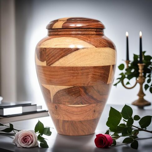Small Wooden Cremation Urn – Handcrafted Memorial for Human Ashes, Funeral Urn for Men & Women, Pet Urn in Saudi Arabia