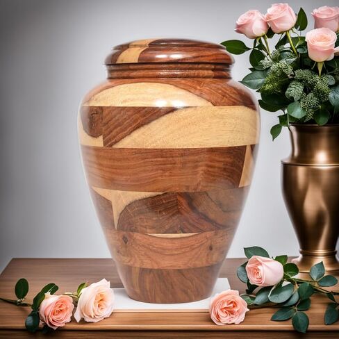 Small Wooden Cremation Urn – Handcrafted Memorial for Human Ashes, Funeral Urn for Men & Women, Pet Urn in Saudi Arabia