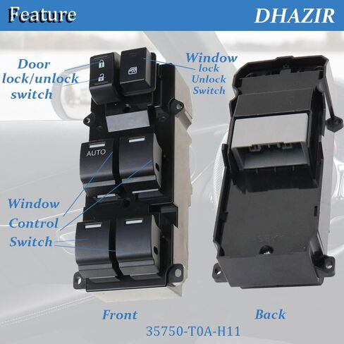35750-T0A-H11 Master Power Window Switch Left Front Drive Side Fit for Honda CR-V CRV 2.4L 2014 2015 2016 2017 Replace 35750-T0A-A11 in Saudi Arabia