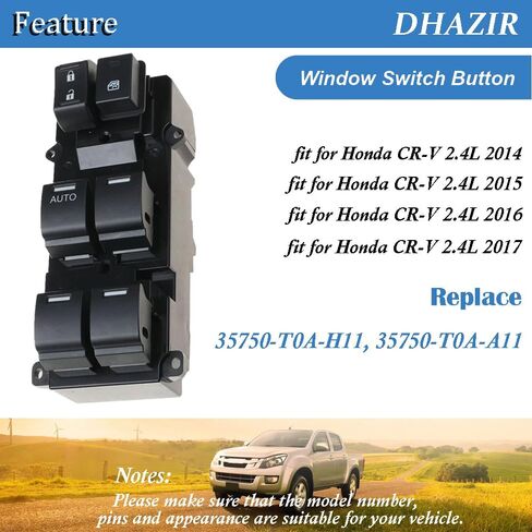 35750-T0A-H11 Master Power Window Switch Left Front Drive Side Fit for Honda CR-V CRV 2.4L 2014 2015 2016 2017 Replace 35750-T0A-A11 in Saudi Arabia