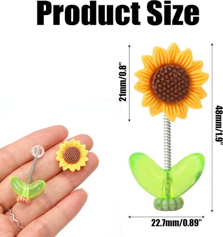 10 pcs Sunny Vibe Sunflower Ornaments for Car Bobbleheads Accessories Dashboard Decoration – Hippie Cute Funny Natural Shaking Mini Sunflower Plant with Paste DIY Decor Helmet Hairclip Head Mirror in Saudi Arabia