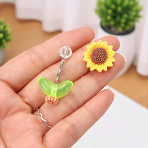 10 pcs Sunny Vibe Sunflower Ornaments for Car Bobbleheads Accessories Dashboard Decoration – Hippie Cute Funny Natural Shaking Mini Sunflower Plant with Paste DIY Decor Helmet Hairclip Head Mirror in Saudi Arabia