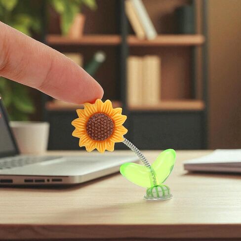 10 pcs Sunny Vibe Sunflower Ornaments for Car Bobbleheads Accessories Dashboard Decoration – Hippie Cute Funny Natural Shaking Mini Sunflower Plant with Paste DIY Decor Helmet Hairclip Head Mirror in Saudi Arabia