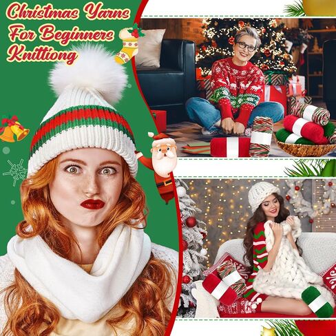 Timgle 6 Skeins Christmas Yarn Christmas Yarn for Crocheting Yarn for Crocheting Soft Each 141g/ 4.5 oz 273 Yard Crochet Yarn for Christmas Knitting Crocheting Gift Craft Project Assorted Starter in Kuwait