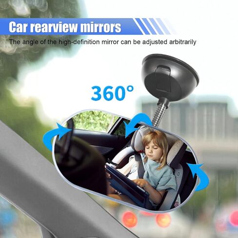 Car Interior Rearview Baby Mirror, 360° Adjustable Wide Angle Convex Mirror Suction Cup Mirrors, Universal Convex Safety Rearview Mirrors for Viewing Rear Passengers (2PCS) in Saudi Arabia