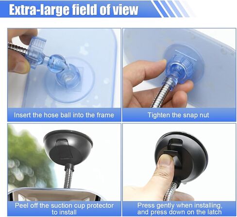 Car Interior Rearview Baby Mirror, 360° Adjustable Wide Angle Convex Mirror Suction Cup Mirrors, Universal Convex Safety Rearview Mirrors for Viewing Rear Passengers (2PCS) in Saudi Arabia