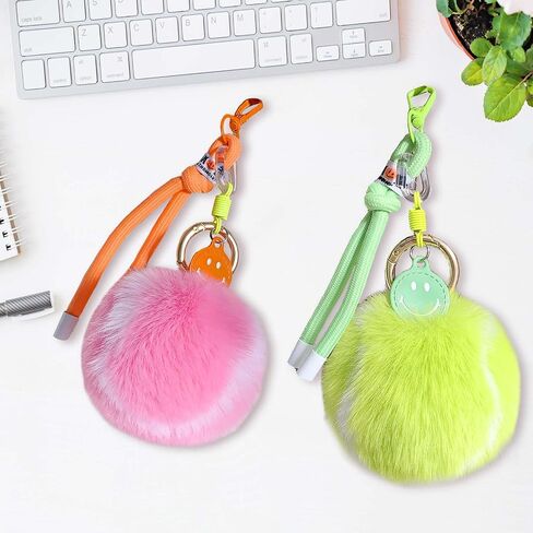 Tennis Ball Keychain - Fuzzy Pom Pom Key Ring, Plush Sports Accessory for Bags and Backpacks, Fun Gift for Women Men in Saudi Arabia