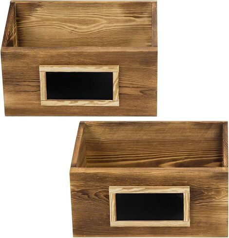 MyGift Premium Solid Acacia Wood Hanging Magazine Holder Rack, Wall Mounted Paper File Organizer Mail Sorter Bin with Chalkboard Label, Set of 2 in Saudi Arabia