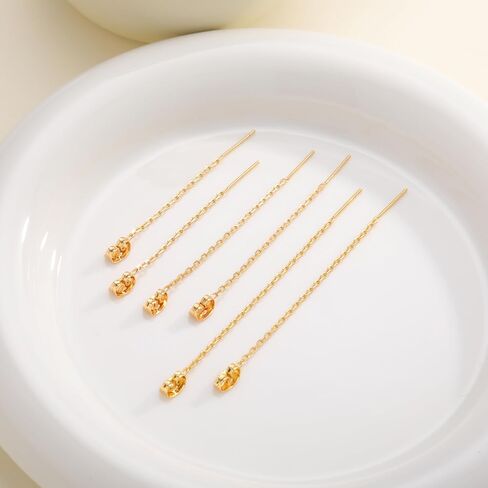 14k Gold Plated Chain Earrings for Women Trendy Dainty Hypoallergenic Cubic Zirconia Stud Earrings for Sensitive Ears Nickel Free Gold Drop Dangle Earrings for Women Jewelry in Saudi Arabia