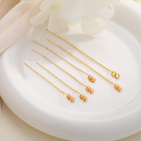 14k Gold Plated Chain Earrings for Women Trendy Dainty Hypoallergenic Cubic Zirconia Stud Earrings for Sensitive Ears Nickel Free Gold Drop Dangle Earrings for Women Jewelry in Saudi Arabia
