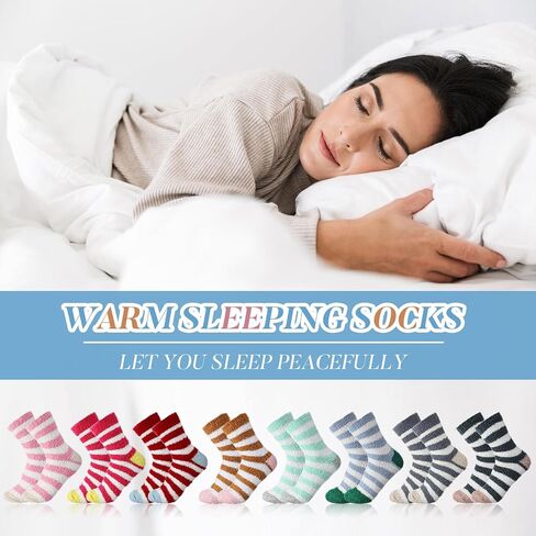 12 Pairs Fuzzy Socks for Women Warm Fluffy Socks Bulk Winter Soft Sleep Slipper Socks for Home Outdoor Christmas in Kuwait