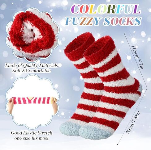 12 Pairs Fuzzy Socks for Women Warm Fluffy Socks Bulk Winter Soft Sleep Slipper Socks for Home Outdoor Christmas in Kuwait
