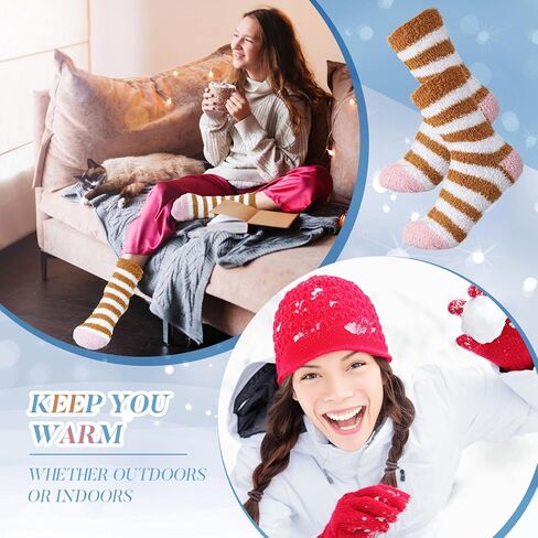 12 Pairs Fuzzy Socks for Women Warm Fluffy Socks Bulk Winter Soft Sleep Slipper Socks for Home Outdoor Christmas in Kuwait