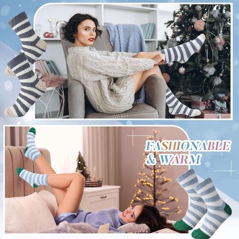 12 Pairs Fuzzy Socks for Women Warm Fluffy Socks Bulk Winter Soft Sleep Slipper Socks for Home Outdoor Christmas in Kuwait