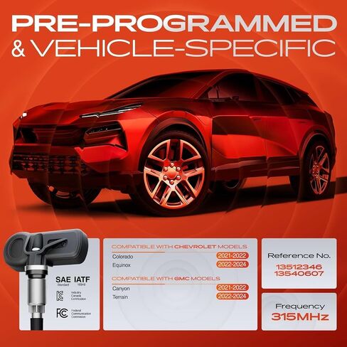 A-Premium 4PCS Pre-Programmed TPMS Sensor Tire Pressure Monitoring Sensor - Compatible with Chevrolet Chevy Equinox 2022-2024, Colorado 2021-2022 & GMC Terrain 2022-2024, Canyon 2021-2022 - 315MHz in Saudi Arabia