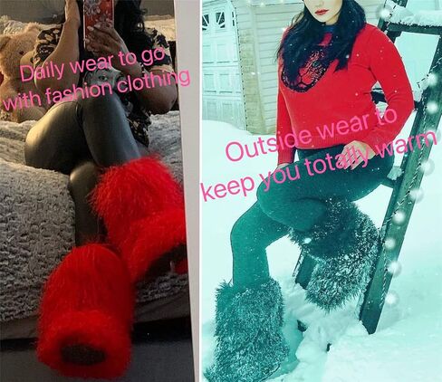 FurinFashion Over Knee High Mongolian Fur Boots Laides Boot with True Tibetan Fluffy Hairy Big Long Curly Hair For Girls Woman's Women Adults Size Skinning Winter Snowing Warm Shoes Flat Boots Blue Grey Pink Color (7, Khaki) in Saudi Arabia