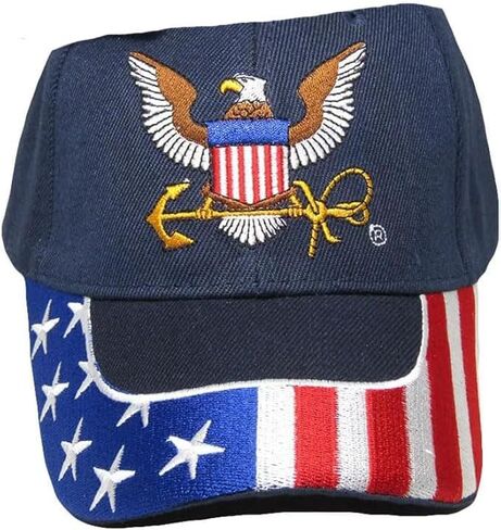 قبعة البحرية الأمريكية USN Eagle Anchor National USA العلم الأمريكي باللون الأزرق المطرزة (مرخصة رسميًا من قبل البحرية الأمريكية) in Saudi Arabia