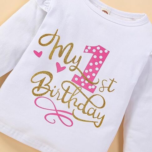 Baby Girl 1yr/2yr Birthday Dress Cotton Bodysuit TuTu Skirt Cute Set with Sequins Bow Headdress 3 Pieces in Kuwait