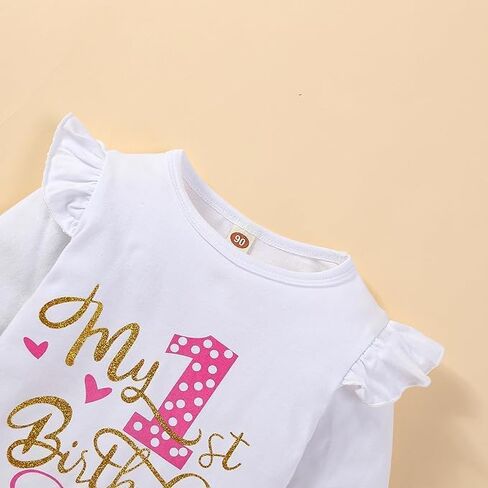 Baby Girl 1yr/2yr Birthday Dress Cotton Bodysuit TuTu Skirt Cute Set with Sequins Bow Headdress 3 Pieces in Kuwait