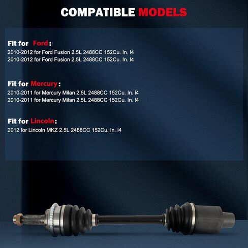 مجموعة عمود المحور الأمامي الأيمن cciyu 60-2251 لسيارة Ford for Fusion 2010-2012، لسيارة Lincoln for MKZ 2012، لسيارة Mercury for Milan 2010-2011 (عبوة واحدة) in Saudi Arabia