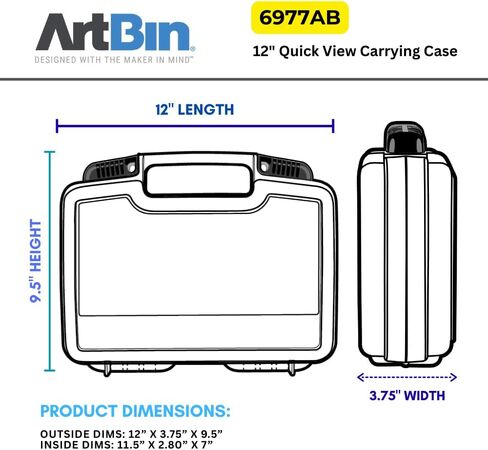 Artbin 6977ab 12 Inch View Quick Base Caseing Case ، منظم الفن والحرف المحمولة مع مقبض ، [1] حالة تخزين بلاستيكية ، شفافة in Kuwait