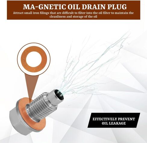 M12 x 1.25 قابس تصريف الزيت المغناطيسي، قابس تصريف ناقل الحركة، مسمار تصريف وعاء الزيت المقاوم للصدأ مع حشوات الغسالة، ملحقات سيارة بديلة عالمية مانعة للتسرب لسيارة Audi Dodge Acura (M12X1.25) in Saudi Arabia