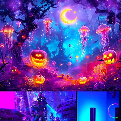 BJYHIYH Extra Large Halloween Blacklight Tapestry Wall Hanging Forest Tapestry for Bedroom Living Room Decor(90"×70") in Kuwait