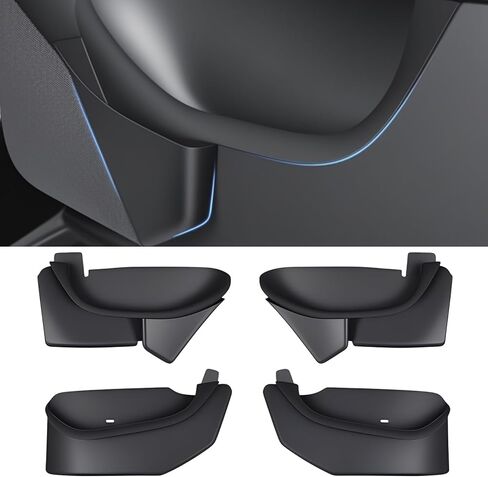 Eonflux 2025 2026 Model Y Juniper Door Side Organizer - 4PCS TPE منظم صندوق تخزين أمامي وخلفي لملحقات تحديث Tesla الداخلية in Kuwait