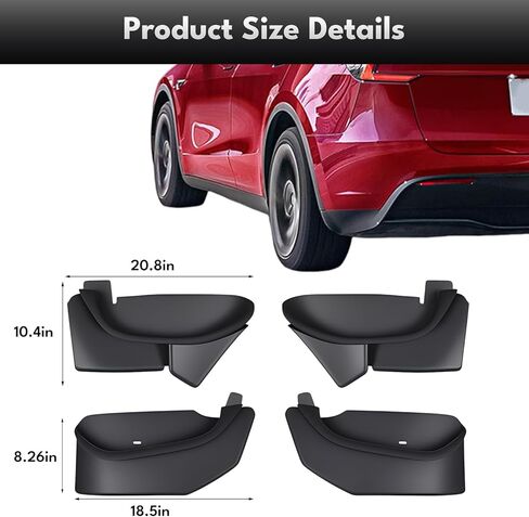 Eonflux 2025 2026 Model Y Juniper Door Side Organizer - 4PCS TPE منظم صندوق تخزين أمامي وخلفي لملحقات تحديث Tesla الداخلية in Kuwait