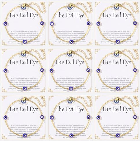 MOZAKA 9pcs Evil Eye Bracelet for Women - 18K Gold Plated Multicolored Evil Eye Bracelets Protection Bracelet Ojo Turco Amulet Lucky Jewelry Gifts with Meaning Card in Saudi Arabia