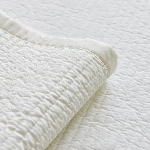 vctops Cotton Sofa Cover Farmhouse Striped Quilted Non Slip Sectional Couch Cover Recliner Loveseat 2 3 Seater Sofa Slipcover Furniture Protectors for Dog Cat Pet, 1 Piece (White,35"x94") in Saudi Arabia