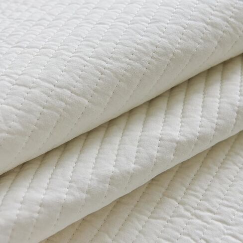 vctops Cotton Sofa Cover Farmhouse Striped Quilted Non Slip Sectional Couch Cover Recliner Loveseat 2 3 Seater Sofa Slipcover Furniture Protectors for Dog Cat Pet, 1 Piece (White,35"x94") in Saudi Arabia