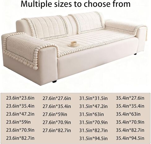 Couch Cover for Dogs Washable， Non Slip Plush Sofa Covers，Cushion Couch Anti Couch Cover Furniture Protector，Suitable for Living Rooms and bedrooms（Excluding Pillows）(23.6in*47.2in, White) in Saudi Arabia