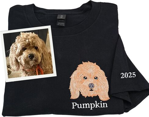 Custom Dog Mom Embroidered Shirt–Personalized Pet Portrait Gift for Dog Lovers Birthday Mothers Day Christmas in Kuwait