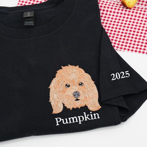 Custom Dog Mom Embroidered Shirt–Personalized Pet Portrait Gift for Dog Lovers Birthday Mothers Day Christmas in Kuwait