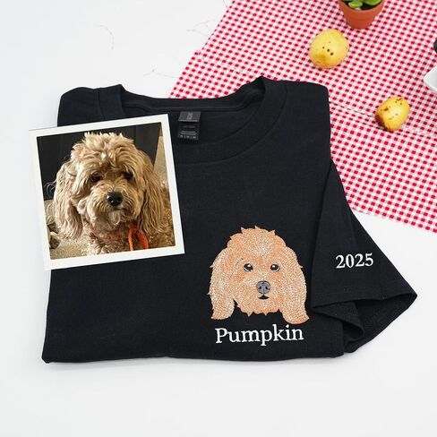 Custom Dog Mom Embroidered Shirt–Personalized Pet Portrait Gift for Dog Lovers Birthday Mothers Day Christmas in Kuwait
