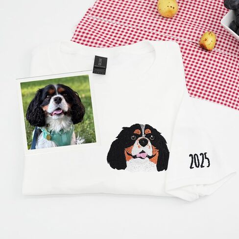 Custom Dog Mom Embroidered Shirt–Personalized Pet Portrait Gift for Dog Lovers Birthday Mothers Day Christmas in Kuwait