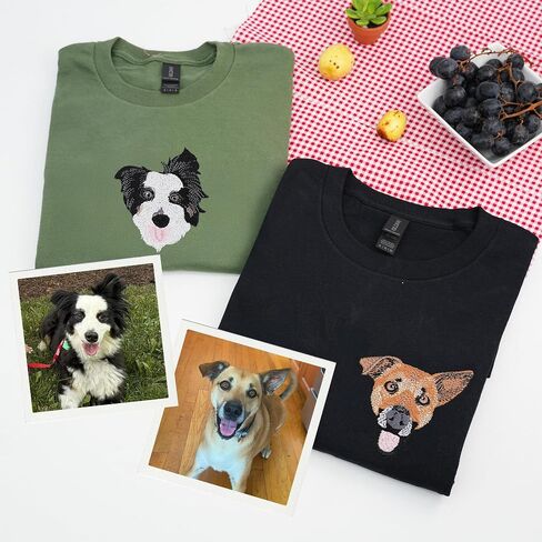 Custom Dog Mom Embroidered Shirt–Personalized Pet Portrait Gift for Dog Lovers Birthday Mothers Day Christmas in Kuwait